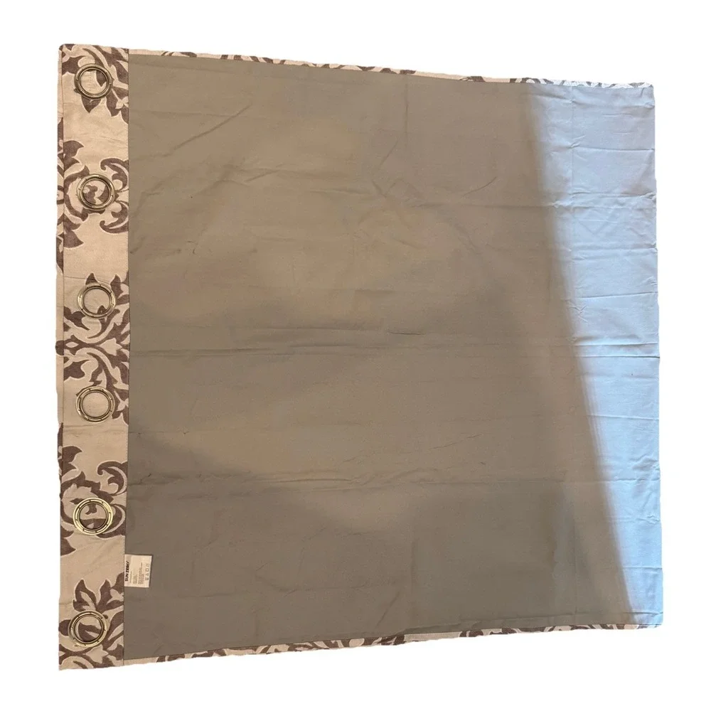 Sun Zero Blackout Curtains 84x80 Set of 2 Panels Taupe Brown Damask Thermal